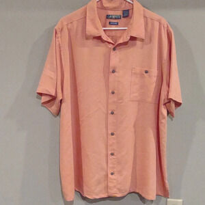 Campia means 2XL easy care orange short sleeve button down rayon/poly‎ blend